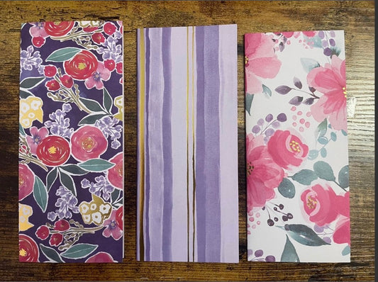 Lilac Floral Laminated Cash Envelopes set of 7