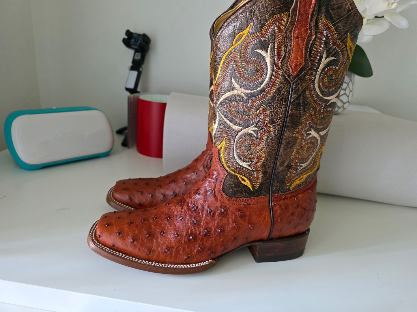 Ostrich boots original leather  9 1/2