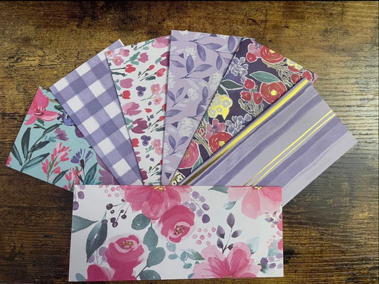 Lilac Floral Laminated Cash Envelopes set of 7