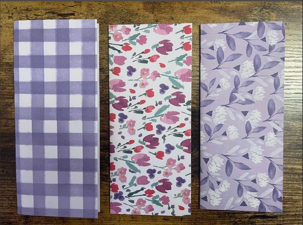Lilac Floral Laminated Cash Envelopes set of 7